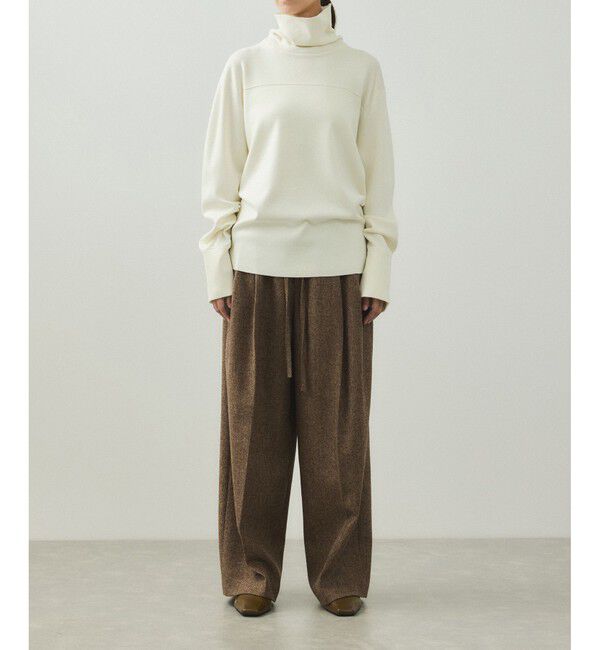 ADAM ET ROPE'「【EMOELLE】へリンボーンワイドパンツ」|チノ|