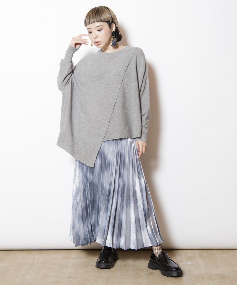  「2WAYアシンメトリーニットプルオーバー」|ニット・セーター|