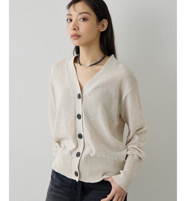  「Vネックペーパーヤーンカーディガン」|ニット・セーター|