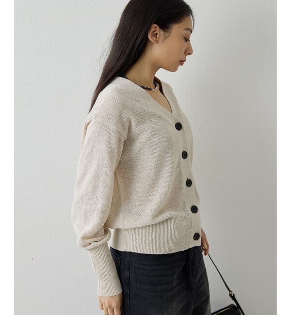  「Vネックペーパーヤーンカーディガン」|ニット・セーター|