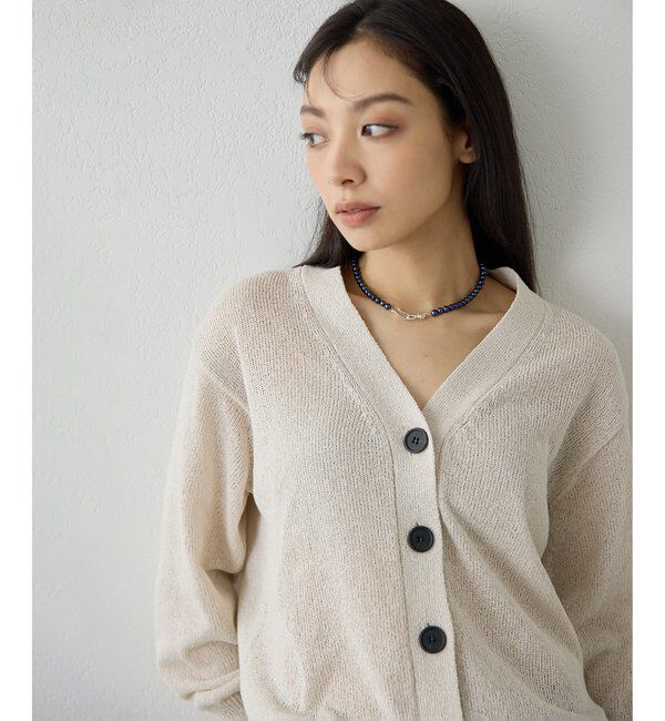  「Vネックペーパーヤーンカーディガン」|ニット・セーター|