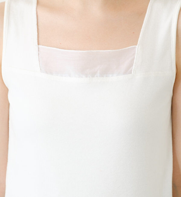  「 シアー切り替えスクエアタンクトップ」|Tシャツ・カットソー|