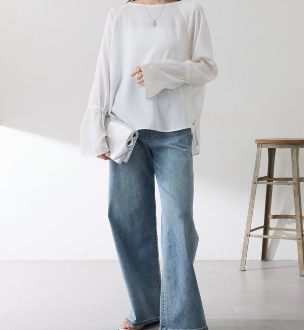  「袖フレアサテンブラウス」|シャツ・ブラウス|