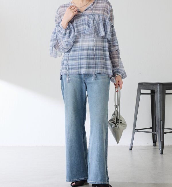  「チェックシフォンラッフルブラウス」|シャツ・ブラウス|