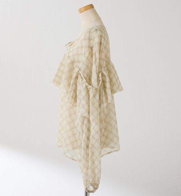  「チェックシフォンラッフルブラウス」|シャツ・ブラウス|