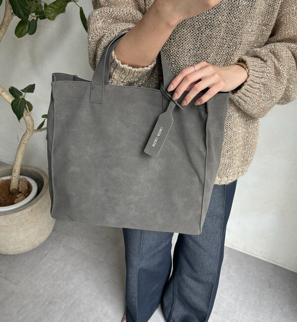  「【WEB限定】スエードPUショッパートート」|トートバッグ|ダークグレー
