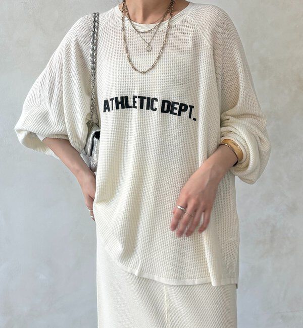  「【セットアップ可能】ワッフル編みロゴプリントニット」|ニット・セーター|