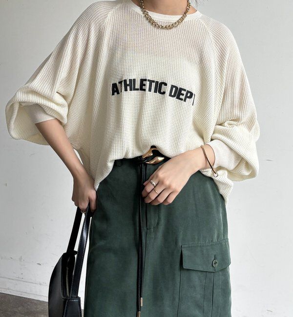  「【セットアップ可能】ワッフル編みロゴプリントニット」|ニット・セーター|