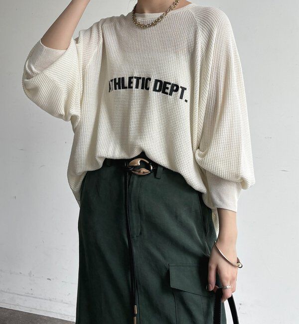  「【セットアップ可能】ワッフル編みロゴプリントニット」|ニット・セーター|