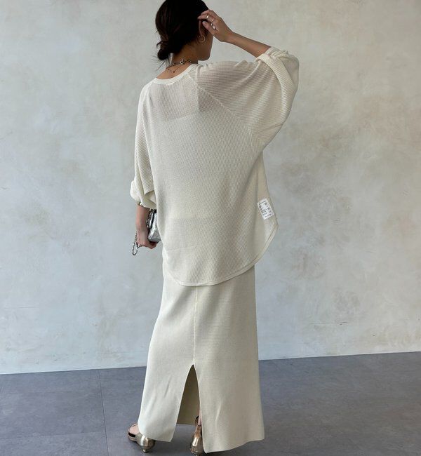  「【セットアップ可能】ワッフル編みロゴプリントニット」|ニット・セーター|