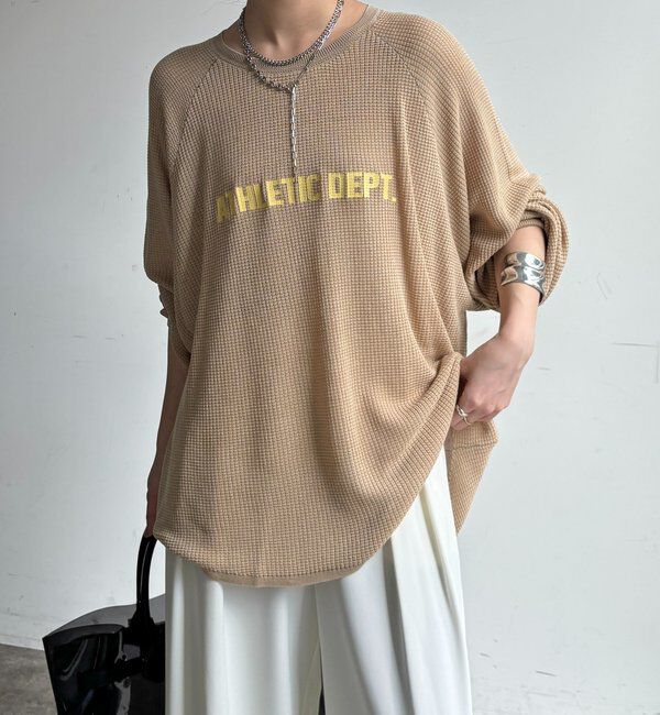  「【セットアップ可能】ワッフル編みロゴプリントニット」|ニット・セーター|