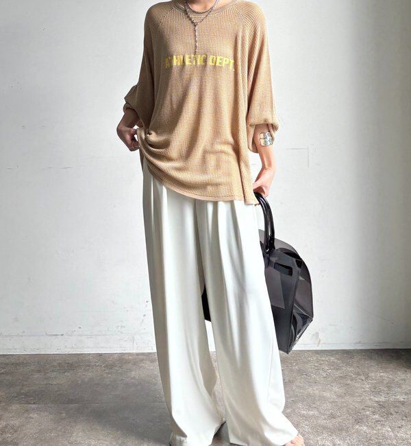  「【セットアップ可能】ワッフル編みロゴプリントニット」|ニット・セーター|