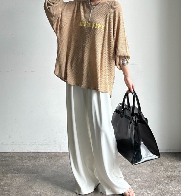  「【セットアップ可能】ワッフル編みロゴプリントニット」|ニット・セーター|