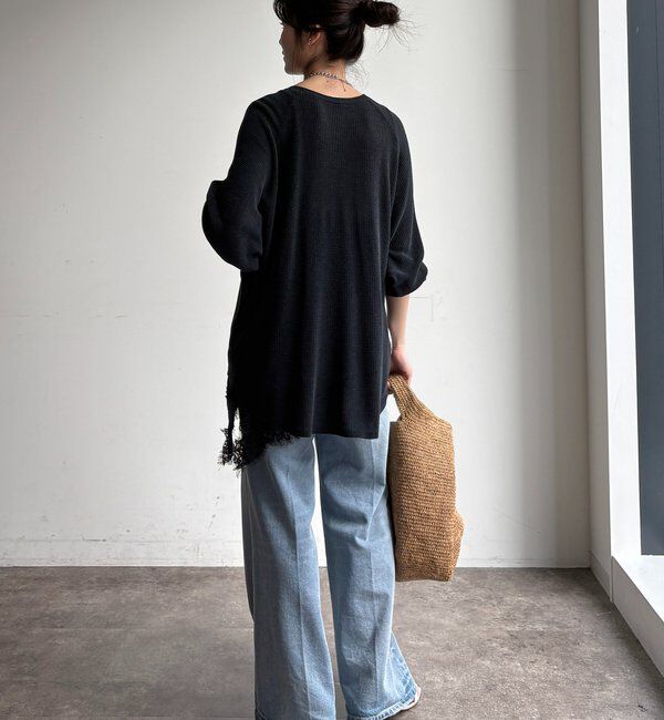  「【セットアップ可能】ワッフル編みロゴプリントニット」|ニット・セーター|