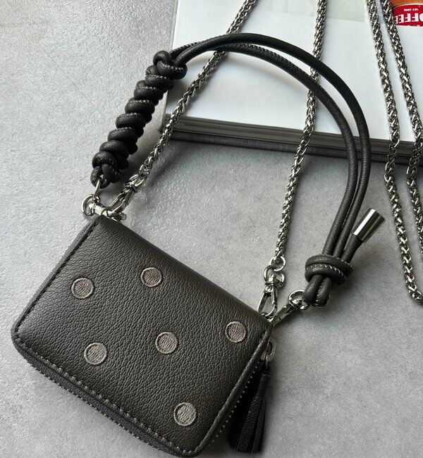  「【WEB限定】ドット刺繍ジャバラチャームウォレットショルダー」|その他|ダークグレー