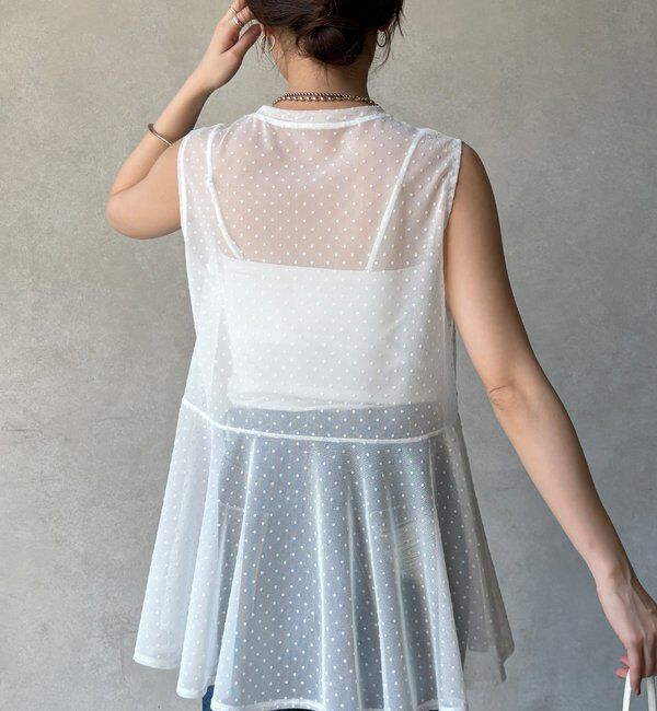  「【WEB限定】ドットチュールノースリチュニック」|Tシャツ・カットソー|