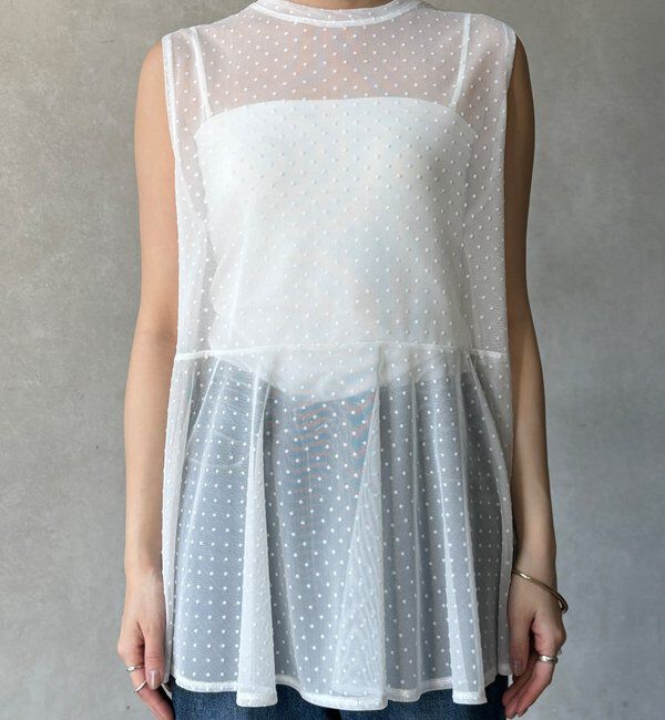  「【WEB限定】ドットチュールノースリチュニック」|Tシャツ・カットソー|