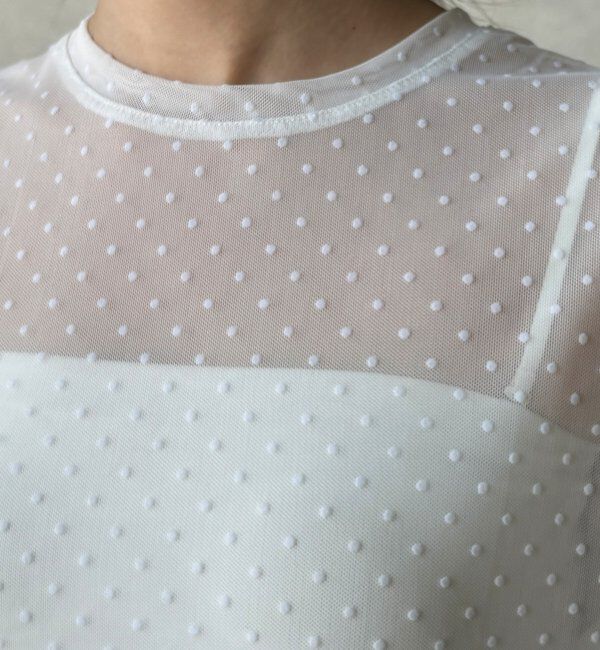  「【WEB限定】ドットチュールノースリチュニック」|Tシャツ・カットソー|