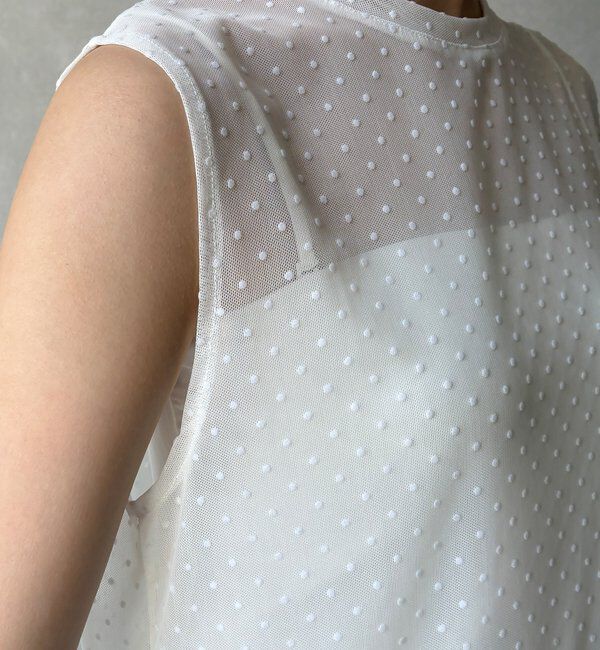  「【WEB限定】ドットチュールノースリチュニック」|Tシャツ・カットソー|