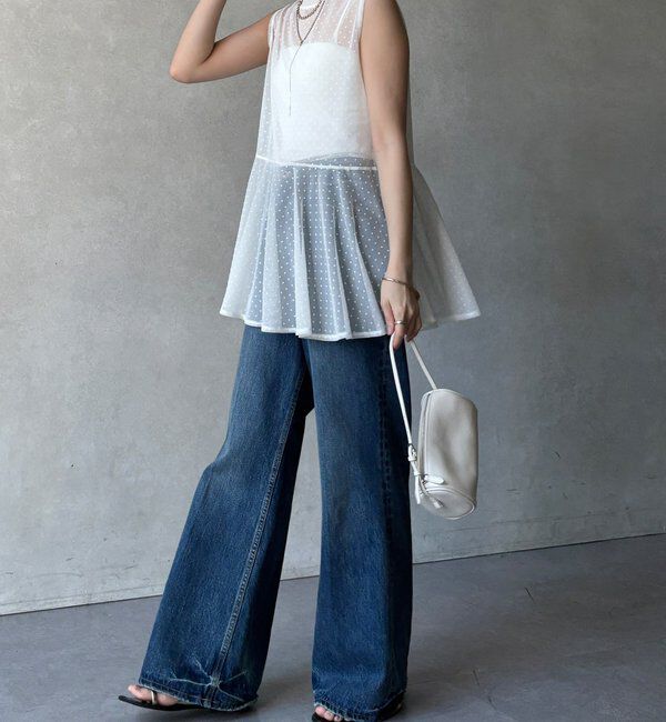  「【WEB限定】ドットチュールノースリチュニック」|Tシャツ・カットソー|