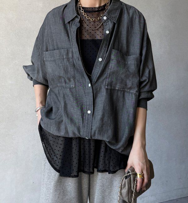  「【WEB限定】ドットチュールノースリチュニック」|Tシャツ・カットソー|