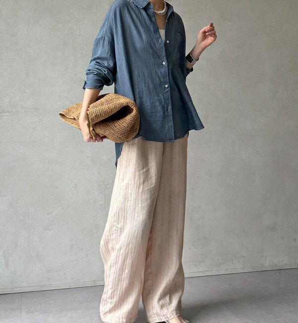  「【WEB限定】コットンボイルシアーデニムシャツ」|シャツ・ブラウス|