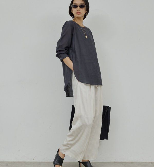  「【手洗い可】ストライプイージーパンツ」|チノ|