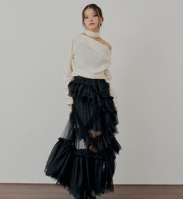  「【SALON by Chico】タイ付きベロアワンショルギャザートップス」|Tシャツ・カットソー|