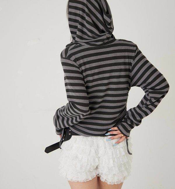  「スタッズリブカシュクールフーディ」|パーカー|