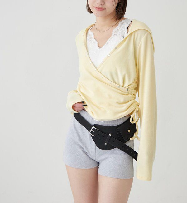  「スタッズリブカシュクールフーディ」|パーカー|