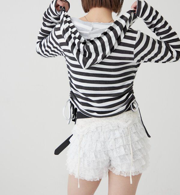  「スタッズリブカシュクールフーディ」|パーカー|