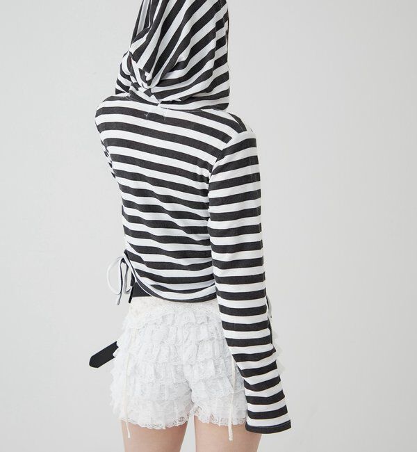  「スタッズリブカシュクールフーディ」|パーカー|