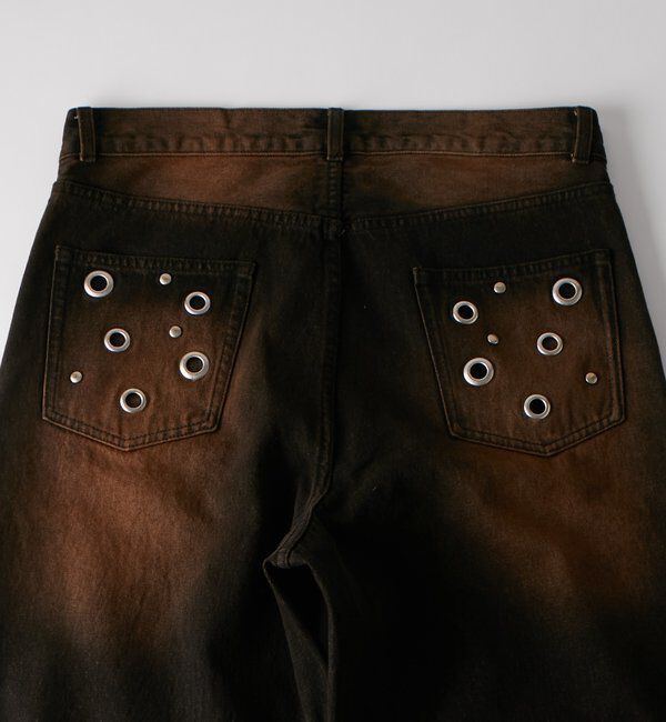  「アイレットスタッズスウィッチングブラストワイドデニム」|デニム|