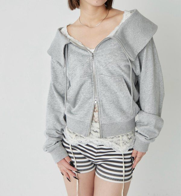  「ビッグカラージップオフショル」|Tシャツ・カットソー|グレー