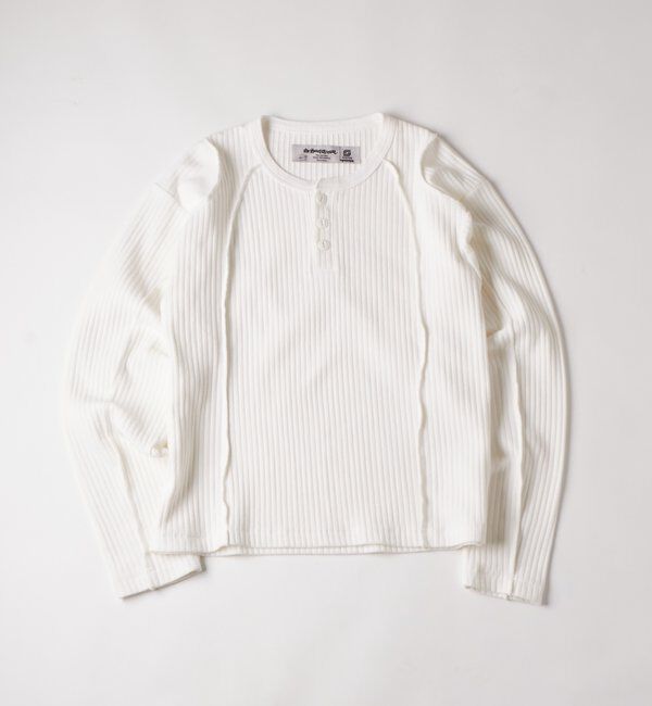  「【Sourcream】針抜きヘンリースイッチングL/S TEE」|Tシャツ・カットソー|ホワイト
