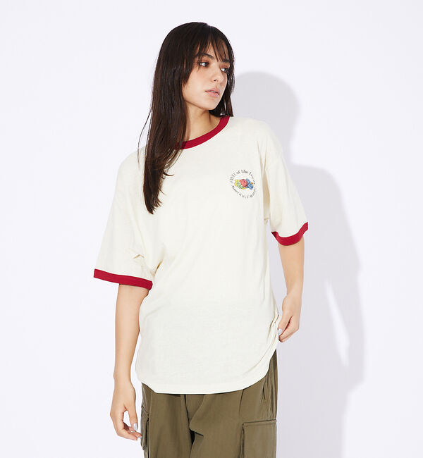 ABAHOUSE「【FRUIT OF THE LOOM】リンガー クルーネック ショートスリーブ」|Tシャツ・カットソー|ホワイト系その他1