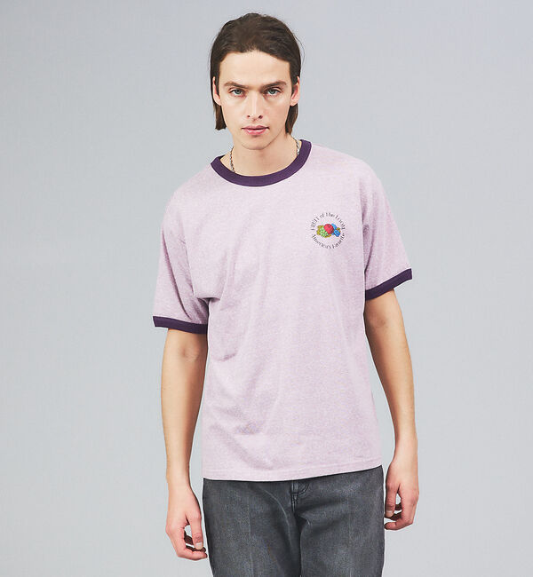 ABAHOUSE「【FRUIT OF THE LOOM】リンガー クルーネック ショートスリーブ」|Tシャツ・カットソー|パープル