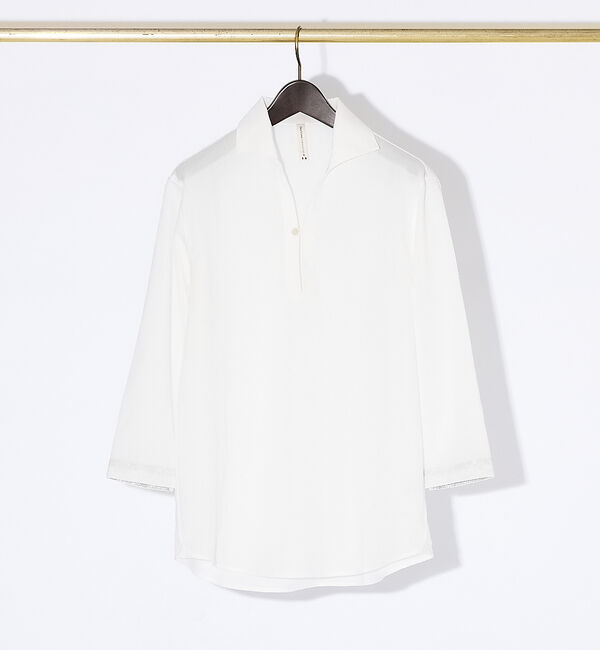 ABAHOUSE「【リネンタッチ】7分袖 カプリシャツ / スキッパーシャツ」|シャツ・ブラウス|ホワイト