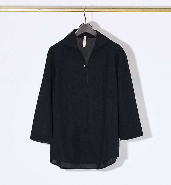 ABAHOUSE「【リネンタッチ】7分袖 カプリシャツ / スキッパーシャツ」|シャツ・ブラウス|ブラック