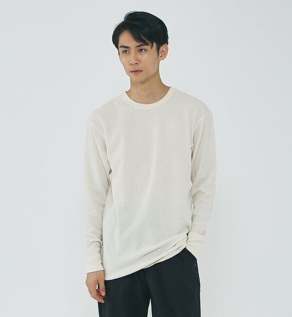 ABAHOUSE「【JEMORGAN/ジェーイーモーガン】ワッフル クルーネック ロングスリーブ」|Tシャツ・カットソー|オフホワイト