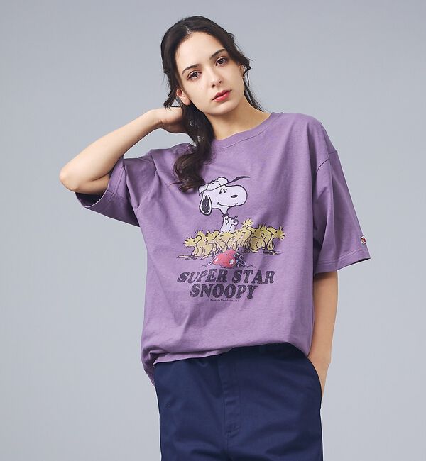 ABAHOUSE「【FRUIT OF THE LOOM / フルーツオブザルーム】スヌーピー ピー」|Tシャツ・カットソー|パープル