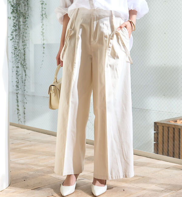 Rouge vif「サスペンダーワイドタックパンツ」|その他|アイボリー