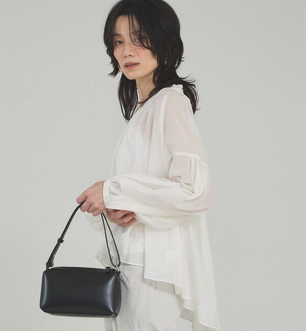 qualite「【シルク混で上品】ブライトローンボリュームシアーブラウス」|シャツ・ブラウス|