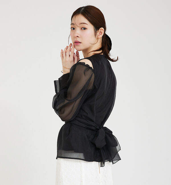 SELFIST「ショルダースリットシアーブラウス」|シャツ・ブラウス|ブラック