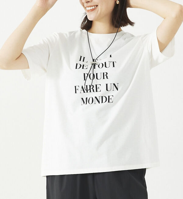 abahouse mavie「ロゴ＆刺繍コンパクトT」|Tシャツ・カットソー|ホワイト系その他1