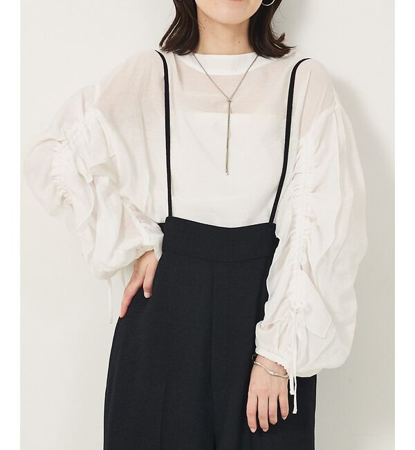 abahouse mavie「フリルギャザーシアーブラウス」|シャツ・ブラウス|ホワイト