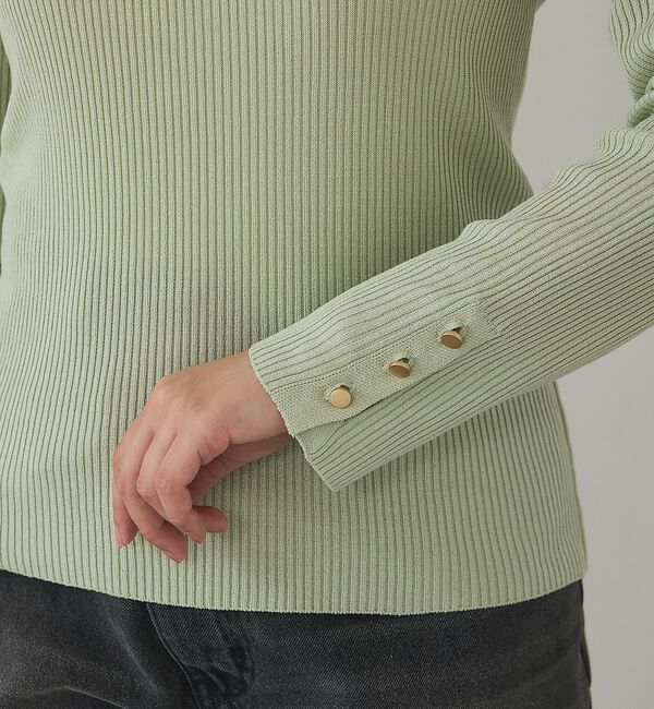 abahouse mavie「【袖ボタン】スクエアネックリブニット/きれいめ/セミオケ/通勤/春服」|ニット・セーター|
