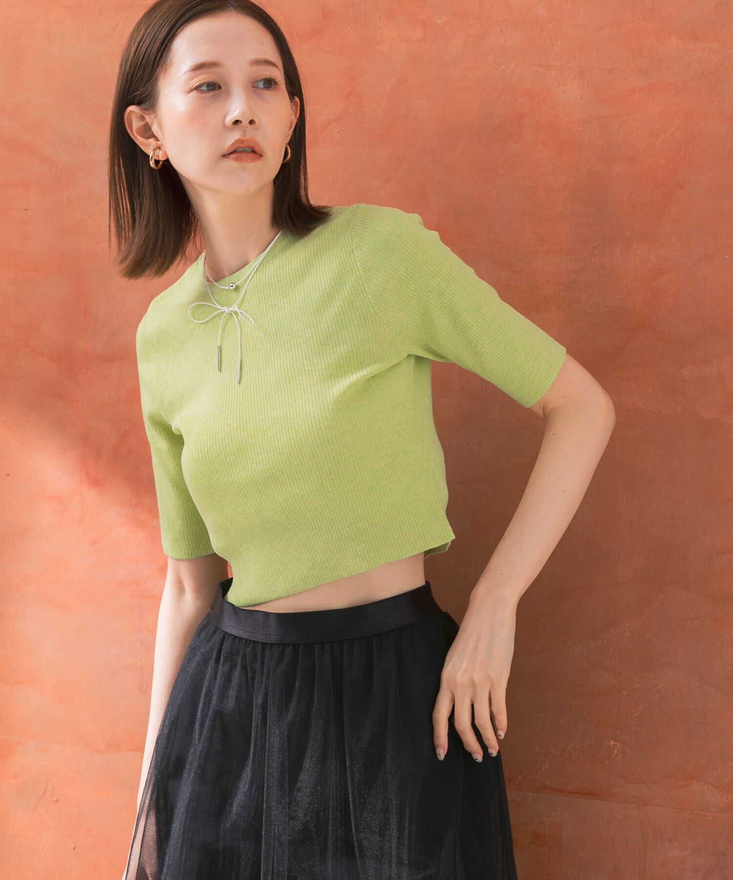 URBAN RESEARCH ROSSO「クロップドリブニット」|ニット・セーター|