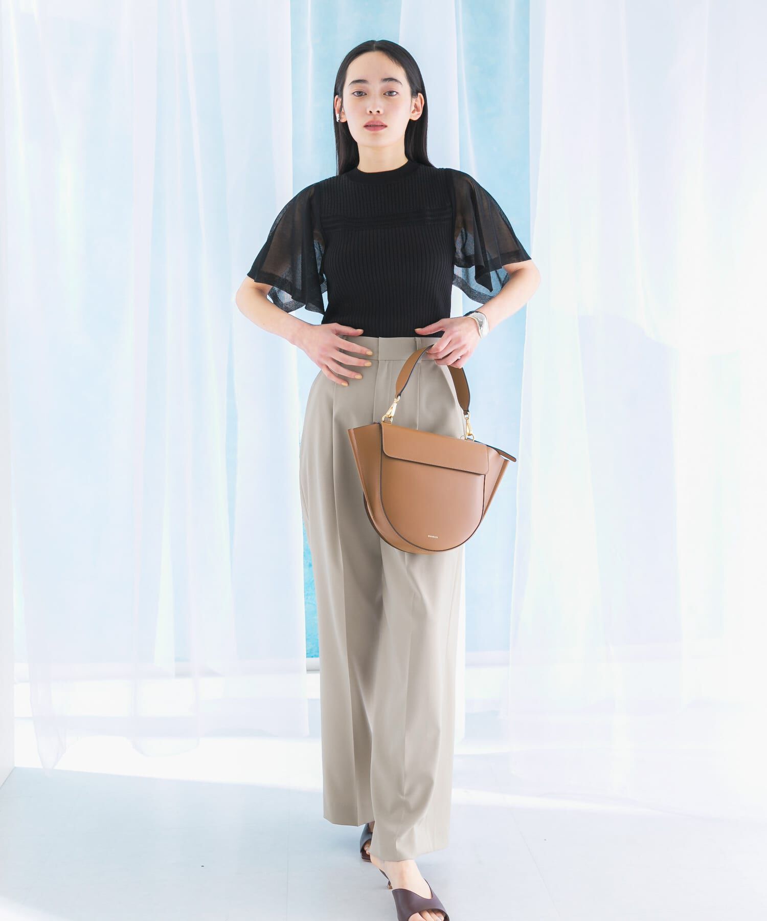 URBAN RESEARCH ROSSO「ハンカチスリーブリブニット」|ニット・セーター|