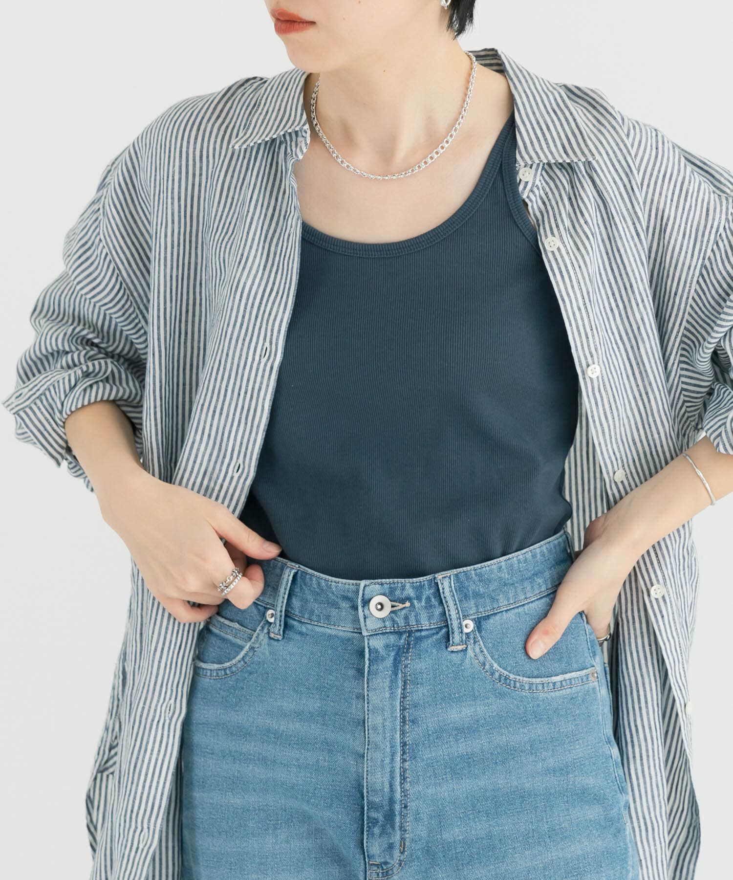 URBAN RESEARCH「『MADE IN JAPAN』リブタンクトップ」|タンクトップ|ブルー系その他